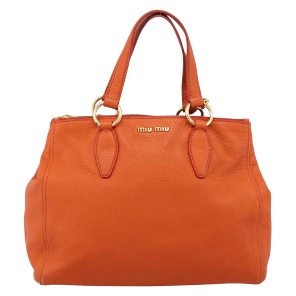 Miu Miu Caribou Convertible Leather Orange Leather Tote Bag Bag
